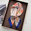 Elegant Women Square Scarf Silk Imitation Print Floral Neckerchief Bandana Foulard Lady Shawl Scarves Wrap Head Hair Band Ties