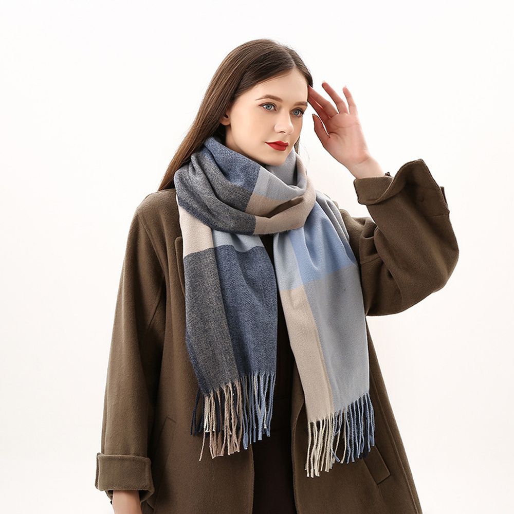 Bandana Pashmina Warm Shawl Wrap Women Plaid Scarf Korean Style Scarf Autumn Winter Shawl Scarf