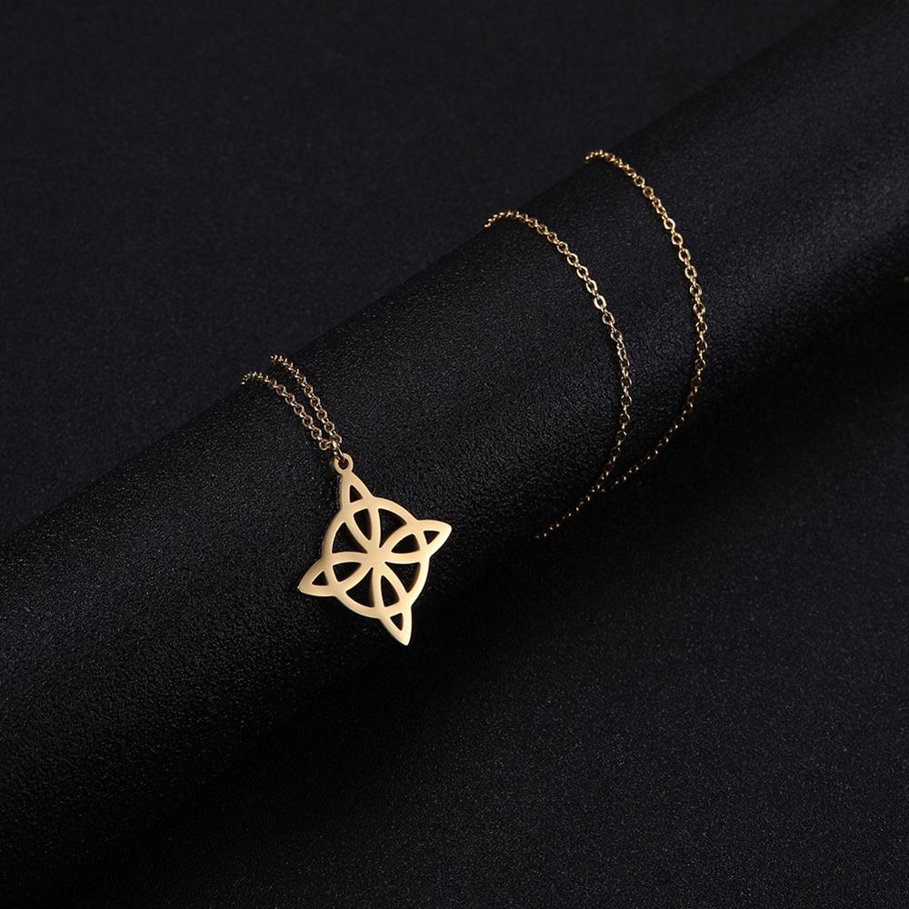 Witchcraft Witch 'S Knot Necklaces Stainless Steel Geometry Long Chain Necklace For Women Men Fashion Silver Color Jewelry Gifts