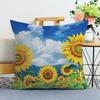Sunflower Print Decorative Pillowcase Bedroom Living Room Square Cushion Pillowcase