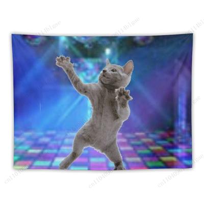 Musikalische Vibes & Katzencharme Wandteppiche Dekor Raum Hängendes Hintergrundtuch für Party Wanddekoration