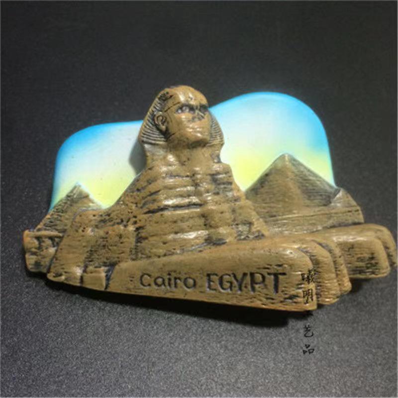 Hand-Painted Egypt Pyramids & Sphinx Resin Fridge Magnet - Tourist Souvenir. Free Shipping!