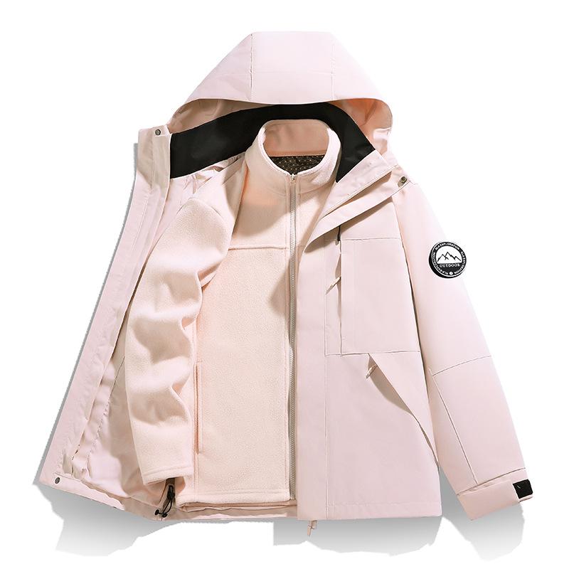 Unisex 3-in-1 Windproof & Waterproof Outdoor Jacket for Mountaineering XL каштаново-розовый