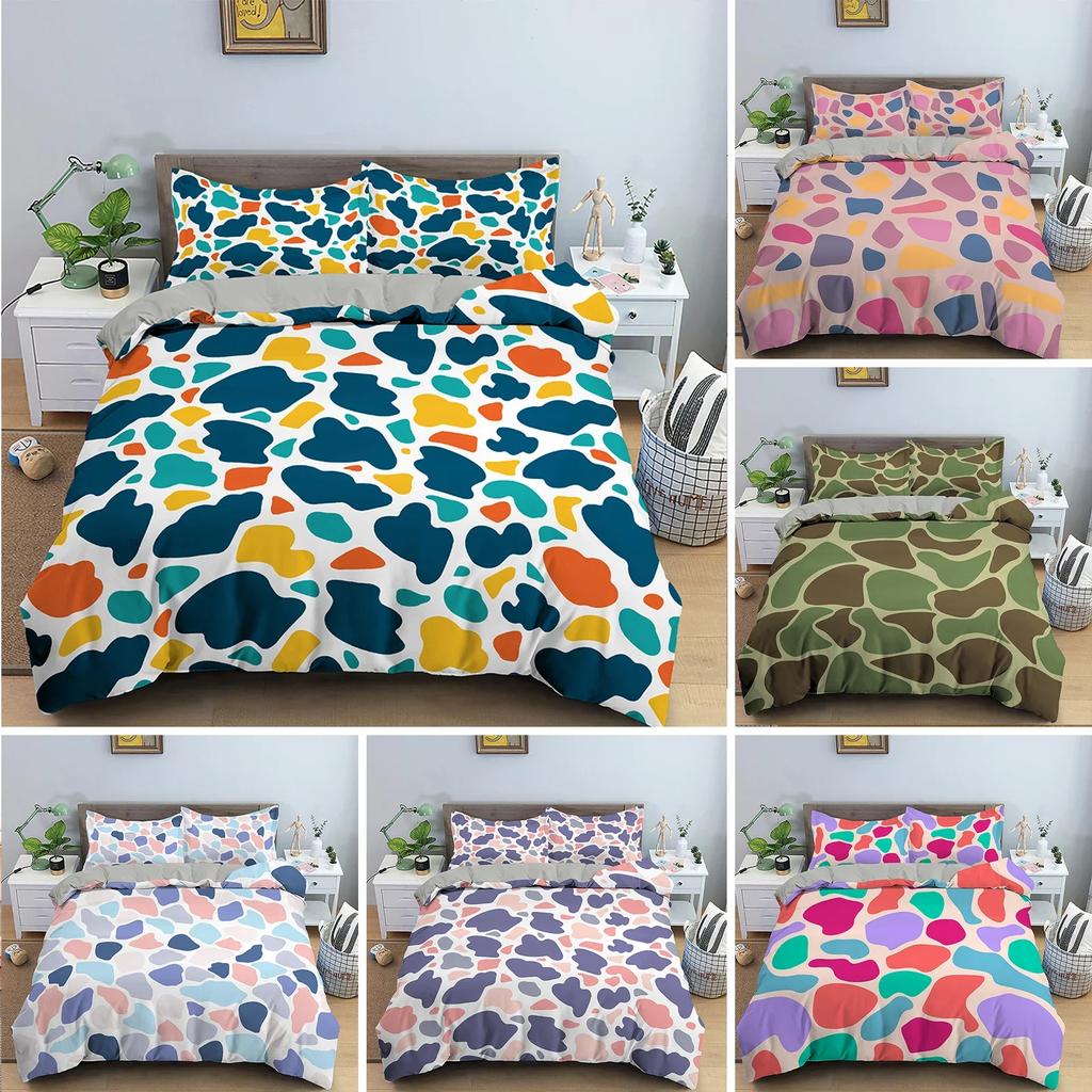 Colorful Spots Print Comfortable Duvet Quilt Cover Pillowcase Bedding Set Children Bedroom Decoration Home Textile
