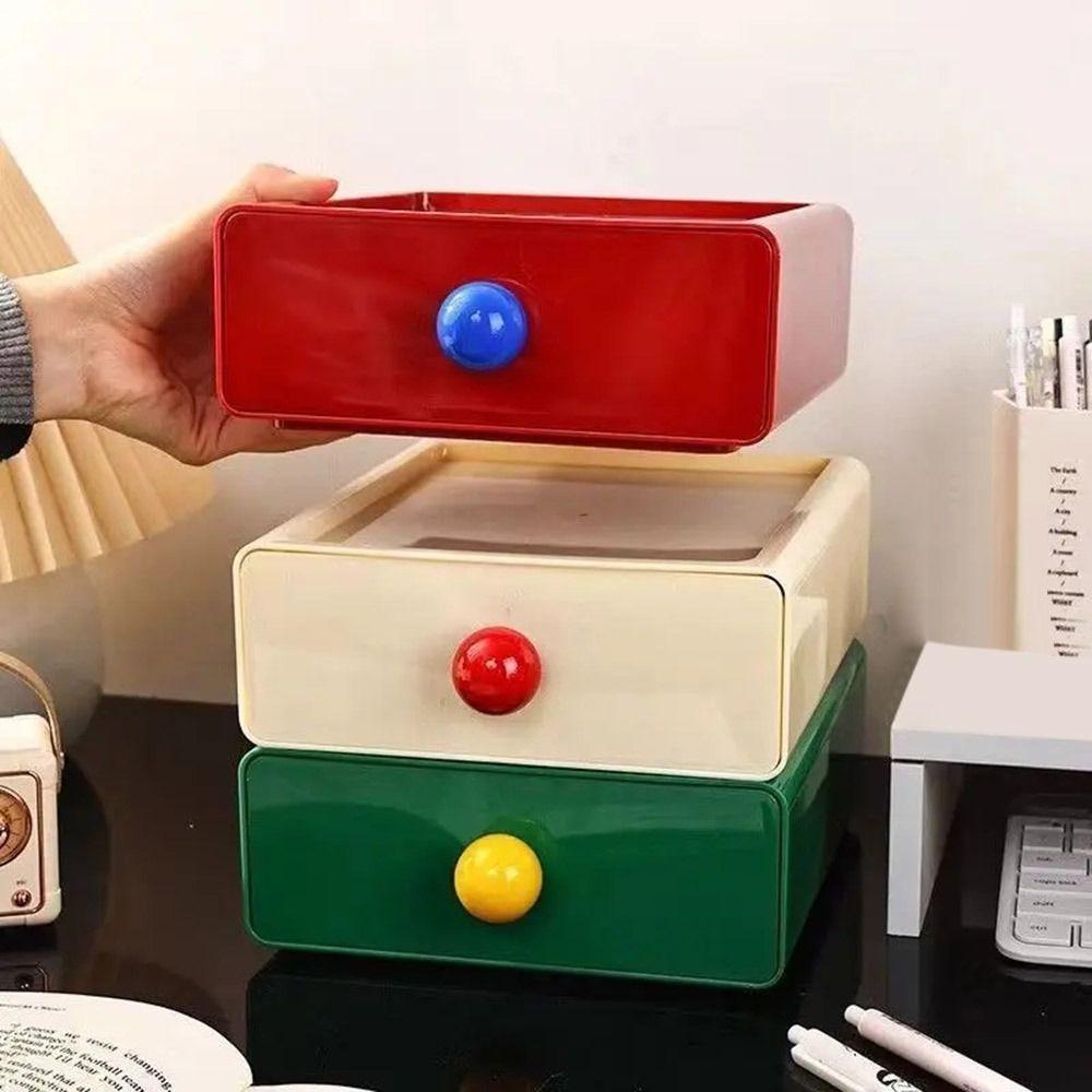 Stackable Cosmetics Storage Box Dopamine Stationery Storage Rack Desk Organizer Box  Home Office