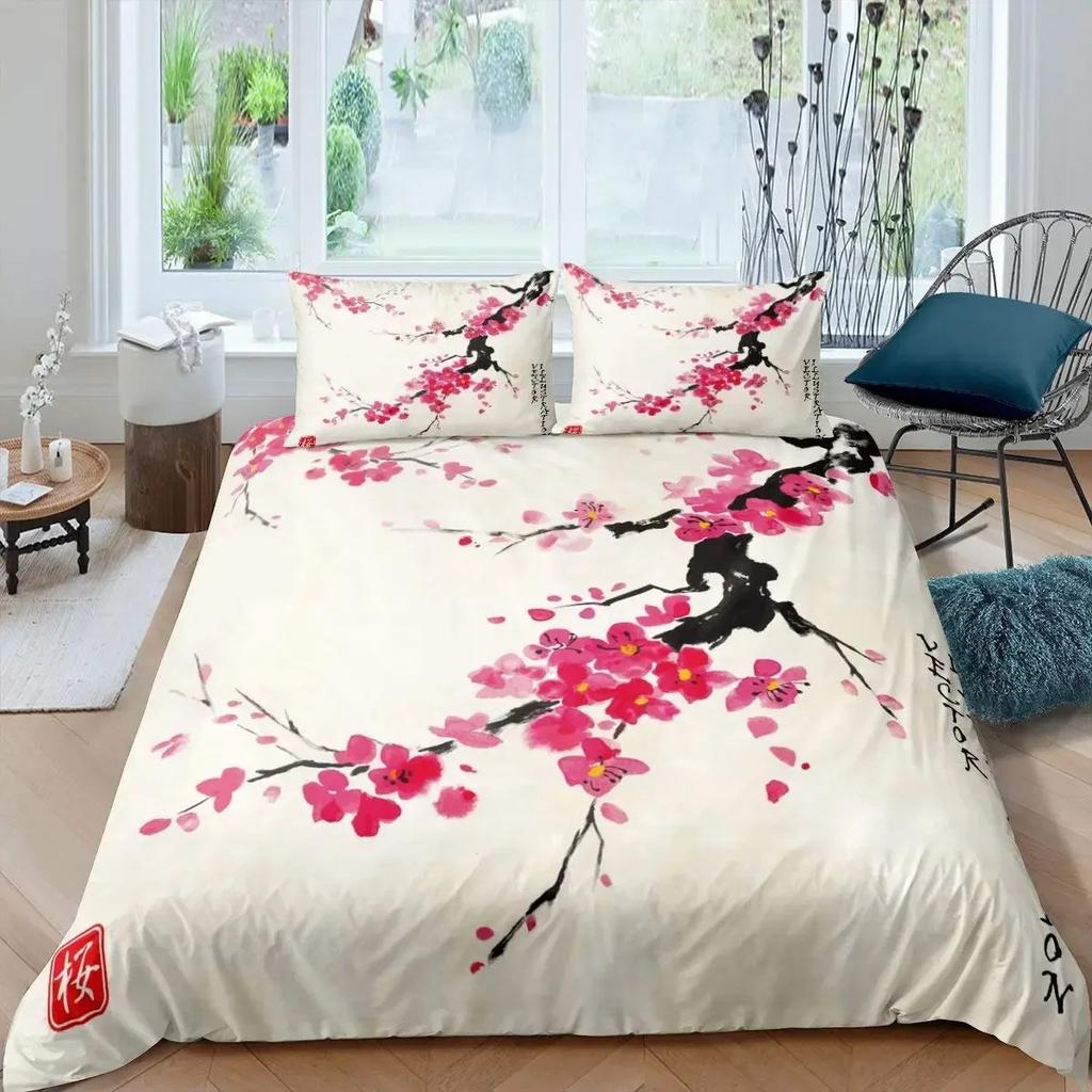 Ocean Wave King Queen Duvet Cover Red Sun Bedding Set Japanese Ukiyo-e Comforter Cover Exotic Navy Blue Polyester Quilt Cover