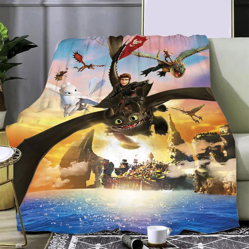 Heißer Film Drachenzähmen Leicht Gemacht Niedliche Drachen Aufgedruckte Picknickdecken Warme Decke Weiche und Bequeme Decke Zuhause Reisen Geburtstagsgeschenk