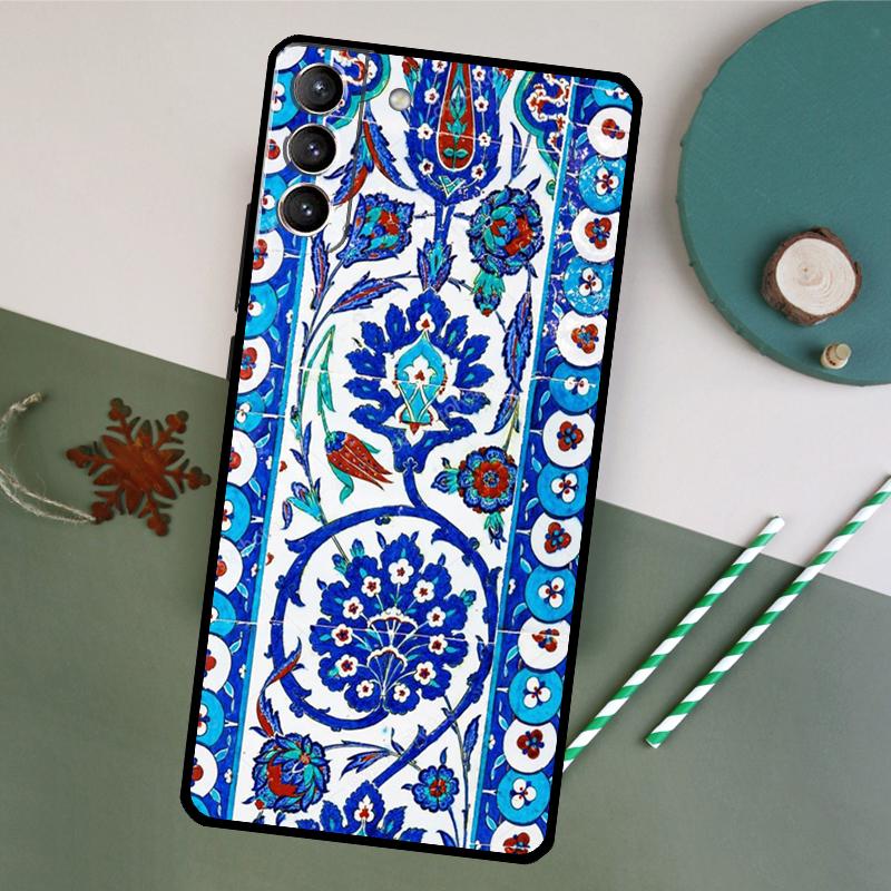 

Ancient Floral Tiles Phone Case For Samsung Galaxy S25 S20 S21 S22 S23 S24 S26 Ultra S10 Plus S25 FE Back Cover Galaxy S25 FE