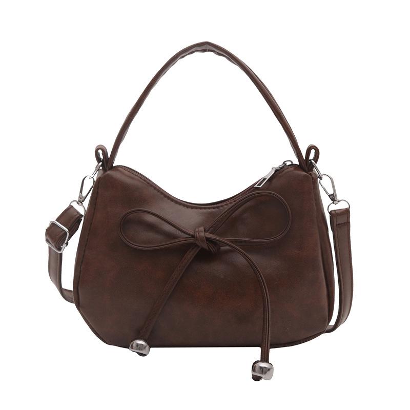 Retro bow handbag, armpit bag, women's winter new trendy messenger bag, textured shoulder bag