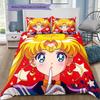 Set Biancheria da Letto Sailor Moon Stampa Completa Espressioni, 1 Copripiumino & 2 Federe, Camera da Letto Accogliente, Ottimo Regalo per i Fan