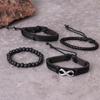 Retro Punk Style Black Men's Multilayer Braided Leather Bracelet Fashion Bracelet KTJ
