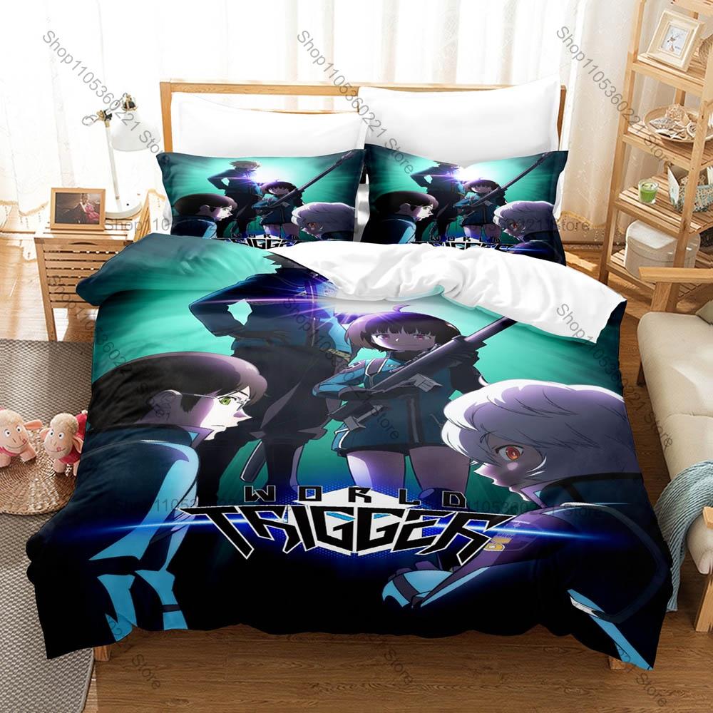 Cool Popular Anime Bedding Set 3Pcs World Trigger Kuga Yuma Osamu Mikumo Design Modern Household Bedroom Decor