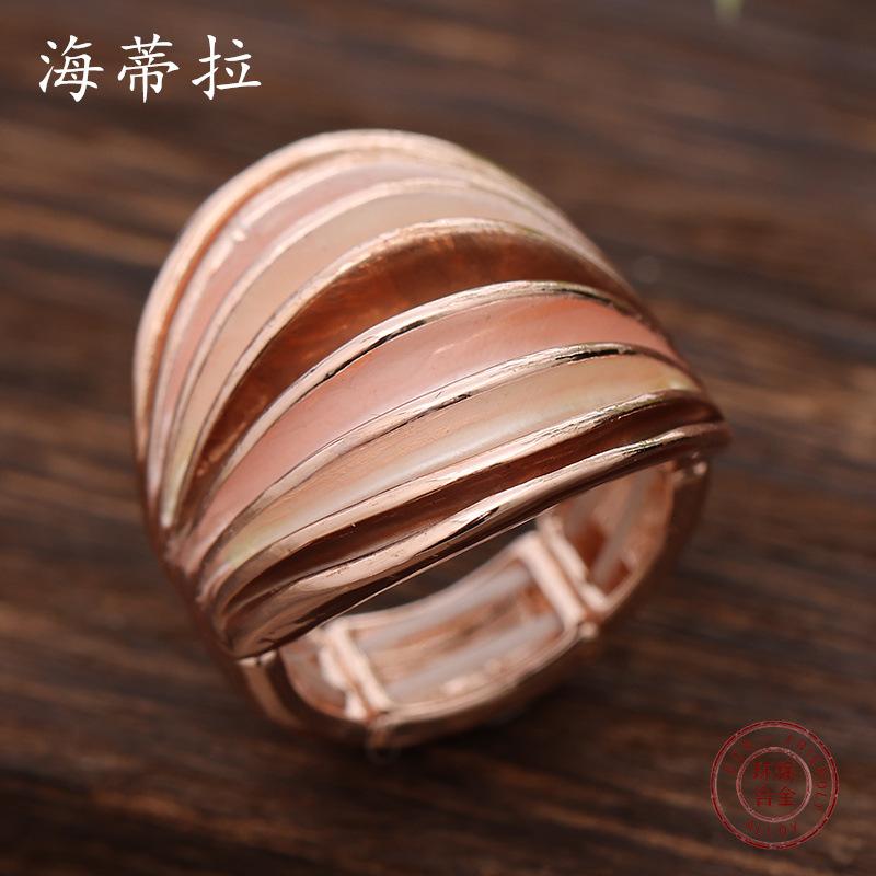Color Oil Exaggerated Line Elastic Ring, Fashionable Personality Women's Versatile Alloy Ring