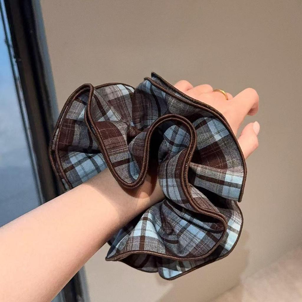 2025 Retro Plaid Korean Style Scrunchie for Women - Hair Tie for Buns & Ponytails