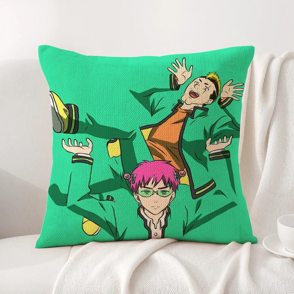 Disastrous Life S-Saiki K Cushion Cover Summer Coolness Linen Fabric Double-Sided Printing Pillow Case Sofa Home Decor Gift