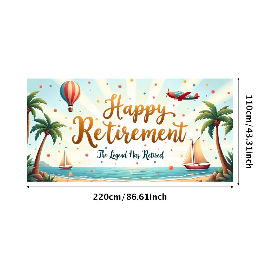 Palm Trees Design Event Banner Travel Decor Happy Retirement Banner for Retirement Gathering Travel Event Vacation Party