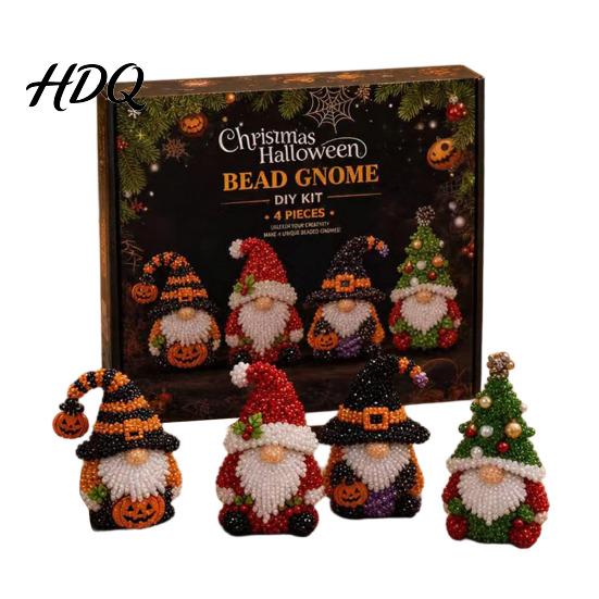 Kit de Matériel DIY Pour Débutants Gnome Perlé 3D Broderie de Perles Minuscules 4 Pièces Lutins Artisanat de Perlage Art Artisanat Mignon Cadeau Fait Main pour & Artisanat