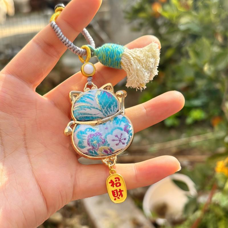 Pure Handmade Song Brocade Horse Pendant Charm – Double-Sided Fortune & Prosperity Tassel Ornament