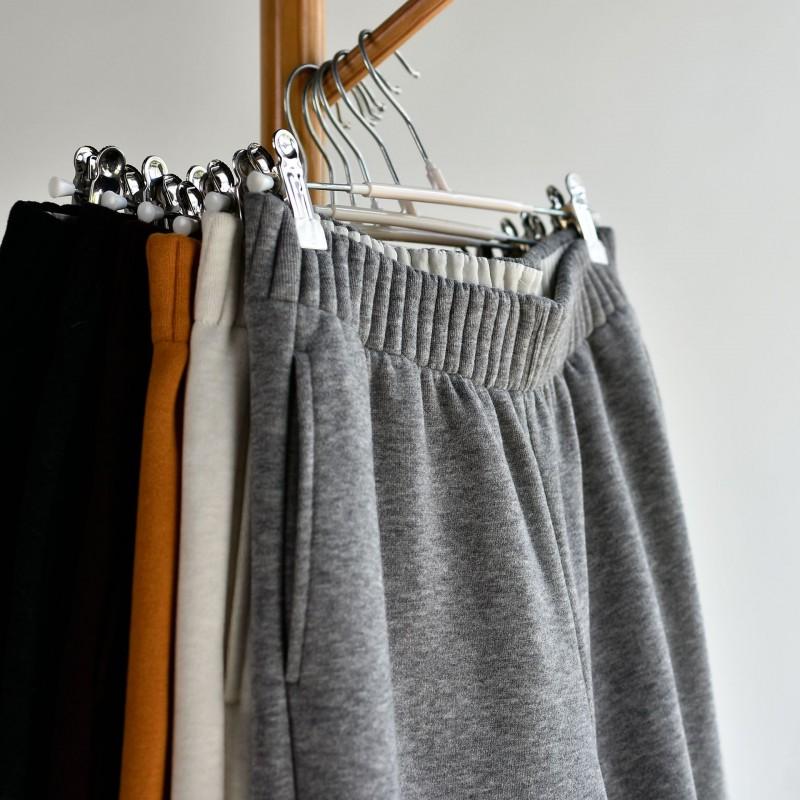 Womens Winter Warm Wide Leg Pants High Waist Thick Pleated Trousers Casual Loose Fit Elastic