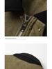 Di Yu Shen Long Men's Trendy Winter Loose Color Block Fleece-Lined Leather Jacket