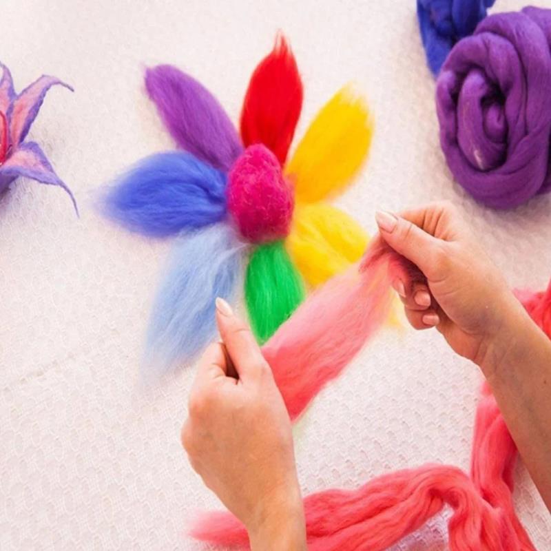 Hot sale Practical Decorative Wool Felting Yarn DIY Needle Colored Stripe Set Felt Puncture Material