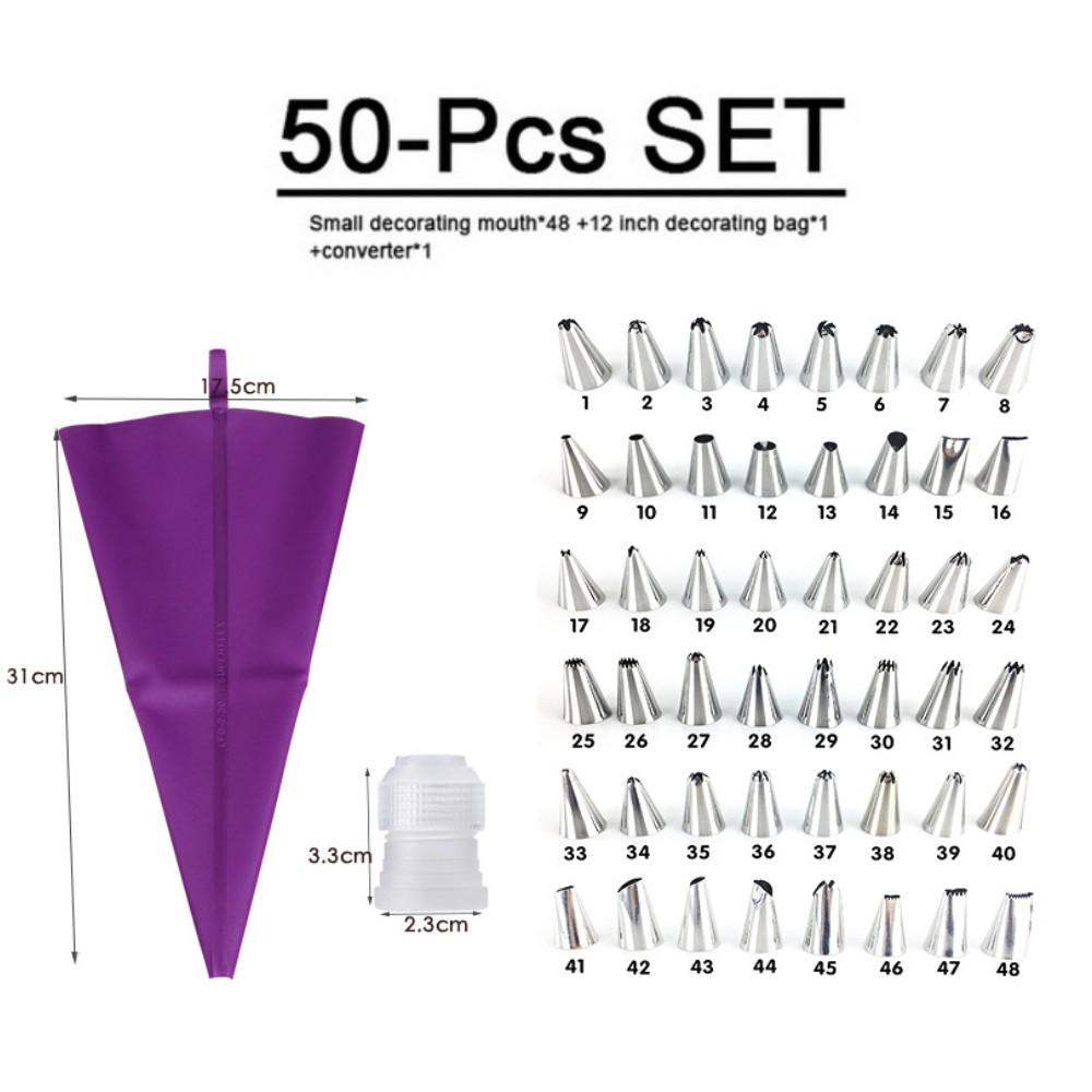 8/14/50 Stück Lila Silikon Spritzbeutel Spitzen Küche DIY Kuchen Vereisung Spritzen Edelstahl Düse Wiederverwendbar Creme Dekorieren Mund Werkzeuge