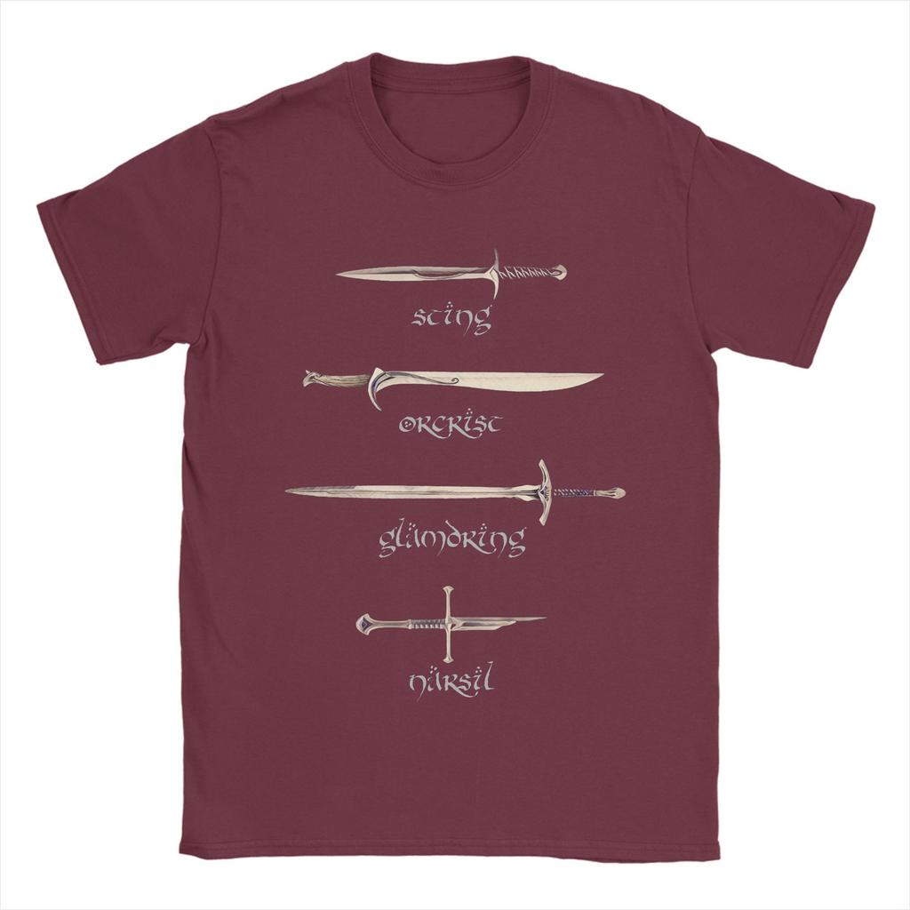 Swords Sting Orcrist Glamdring Narsil T-Shirts Men 100% Cotton T Shirts L-Lords Of The R-Rings Tee Shirt Plus Size Clothing