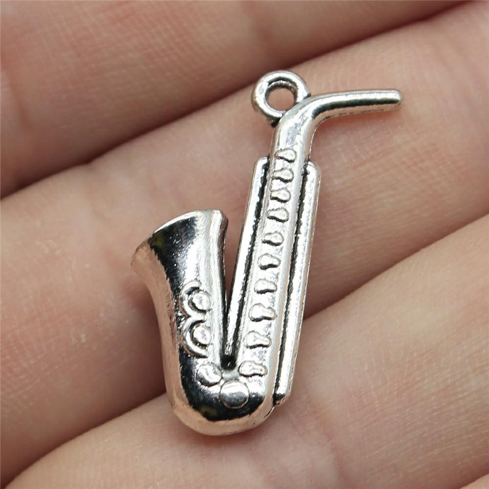 10pcs Musical Instrument Charms Antique Silver Color Guitar Microphone Violin French Horn Charms For Jewelry Making