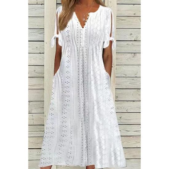 Wish Fashion Casual Loose High Waist Embroidered Solid Color Dress Tide