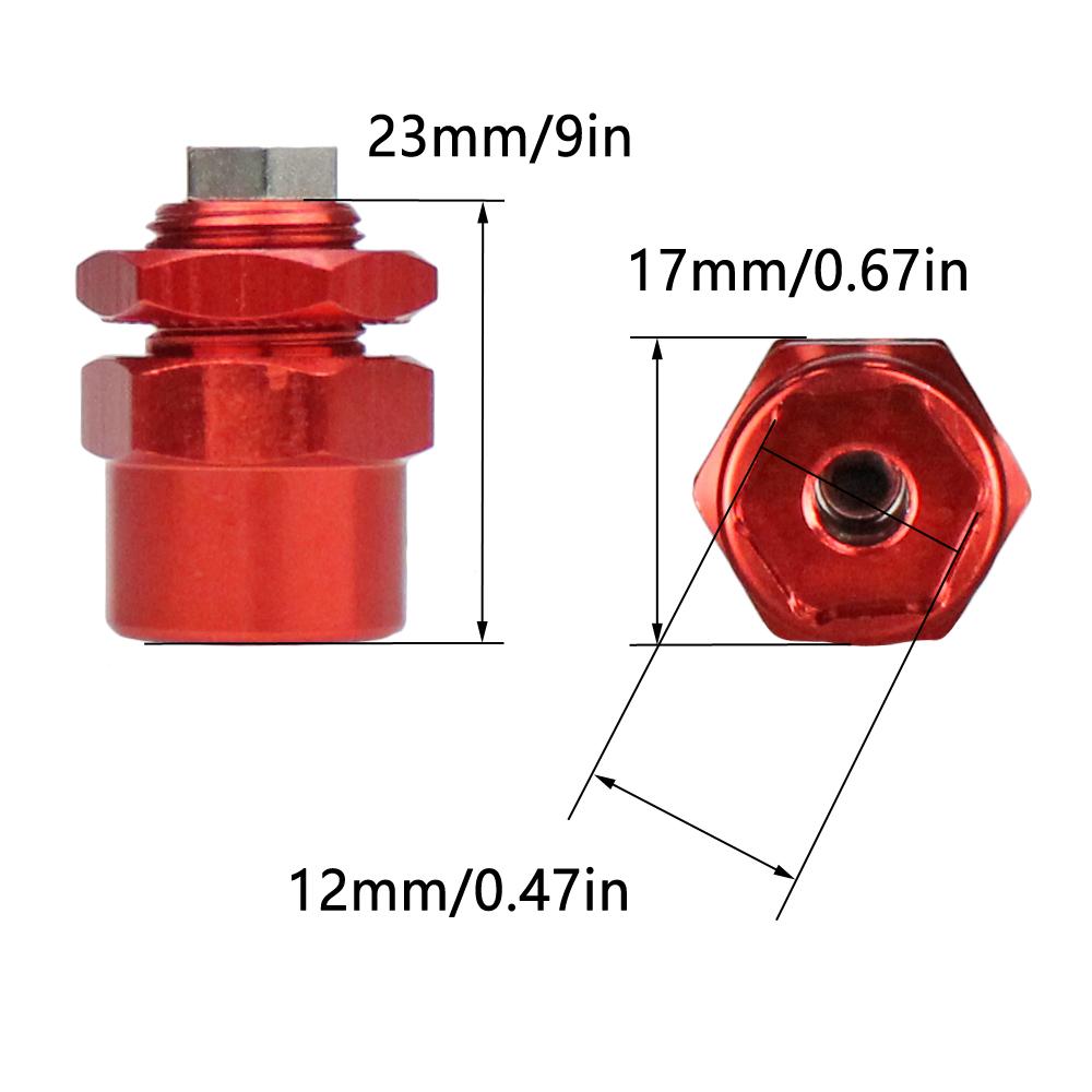 4PCS Aluminum Alloy Hex Adapter 12mm To 17mm Wheel Hex Hubs Adapter Extension Conversion Nuts for 1/10 RC Car Upgrade 1/8 Tires