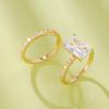 Exaggerated square geometric ring two-piece set, fashionable temperament engagement jewelry, popular hot-selling ring
