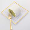 100PCS Plastic Dessert Plates - 7.5' Square Disposable Appetizer Plates with Gold Rim Small Appetizer Forks for Daily Use
