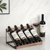 Suporte de Vinho Trapézio - Suporte Inclinado para 4 Garrafas, Porta-Vinho de Madeira Rústica para Decoração de Casa