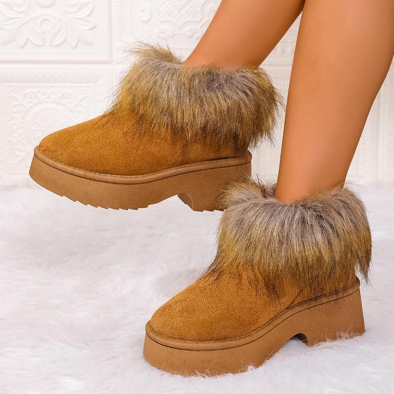 

Модные женские зимние ботинки на платформе, с круглым носком, из замши, на платформе, на флисовой подкладке, нескользящие, теплые, на квадратном каблуке, из шерсти и хлопка 40