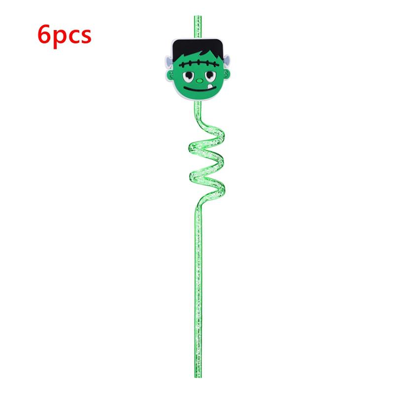 6pcs Straw Reusable Cartoon Spiral Straw Children's Birthday Party Decorations Supplies Juice Straws Party Gifts