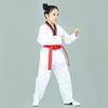 Moderne Weiße TKD Kostüme Baumwolle V-Ausschnitt WTF Karate Uniform Professionelle Atmungsaktive Taekwondo Uniformen Kinder
