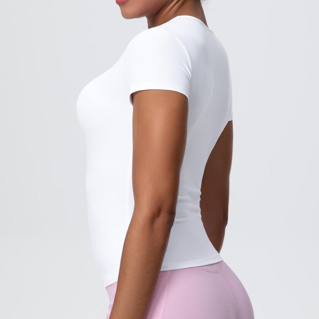 Maglietta da Running da Donna ad Asciugatura Rapida Controllo Pancia - Manica Corta, Sensazione di Nuvola, Top Casual Yoga Fitness.