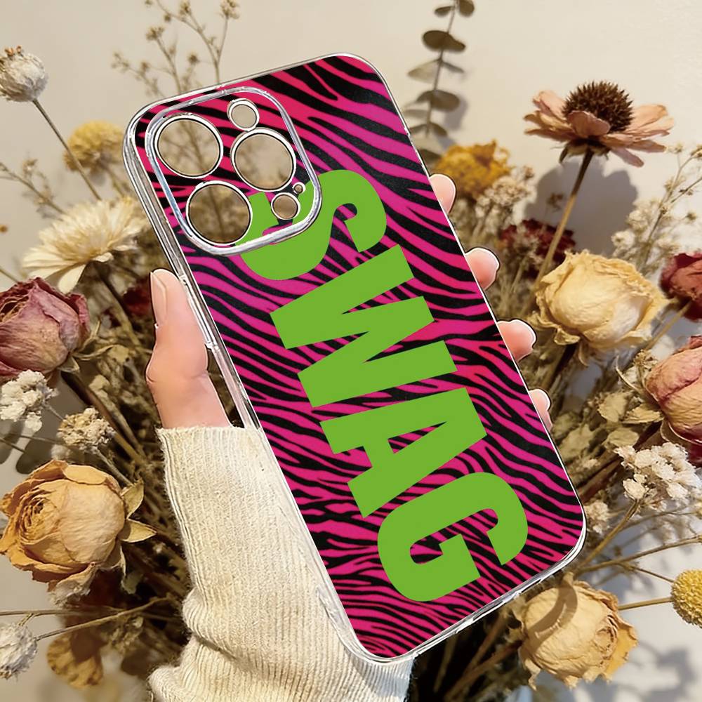 Luxury Y2K Style SWAG Phone Case Transparent Silicone Soft For iPhone 17 16 15 14 13 12 11 Mini Pro Max Plus