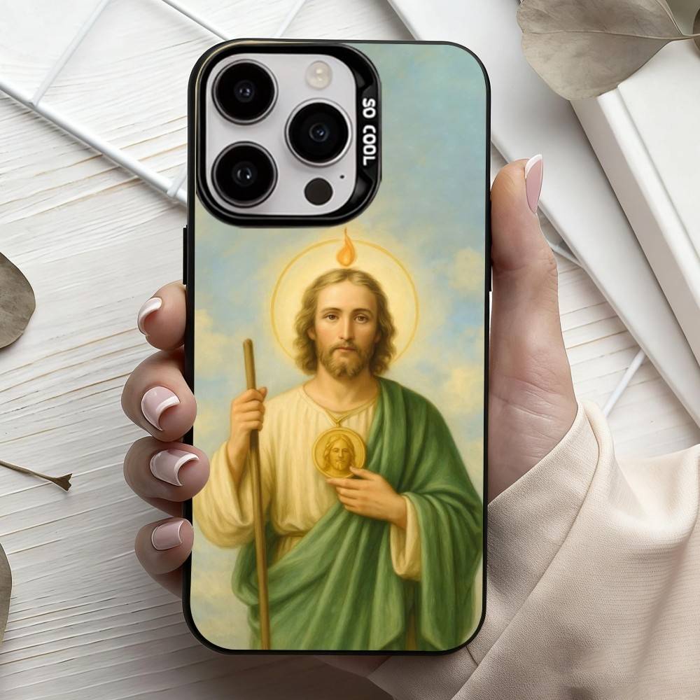 S-San-N J-Judas T-Tadeo-O ART Phone Case For iPhone17,16,15,14,13,12,11 Plus,Pro Max Black Candy Silver Plated Cover