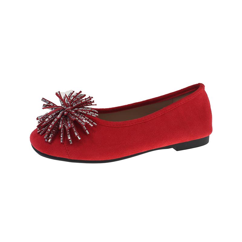 Low Heel Single Shoes Summer New Square Toe Shallow Mouth Rhinestone Flower Soft Sole Non-slip Low-top Shoes