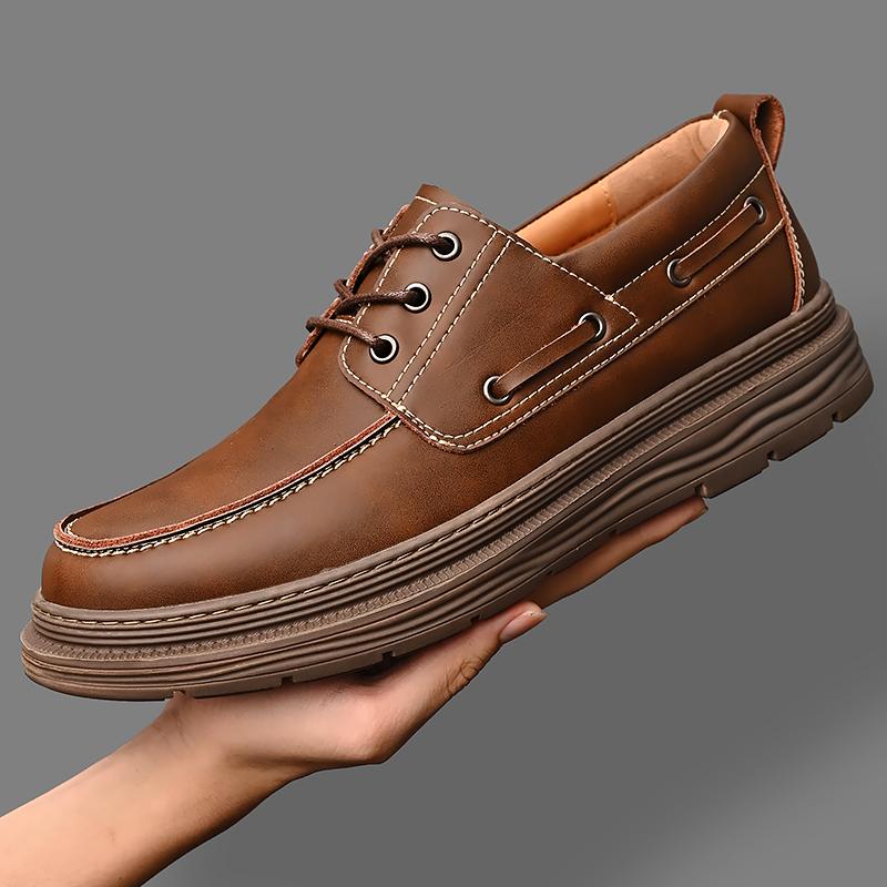 Fashion Casual Shoes Men's Genuine Leather Shoes Lace Up Oxford Shoes Men's Office Business Shoes Outdoor Hiking Shoes
