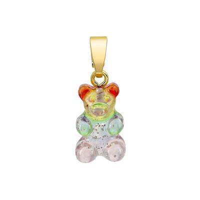 Crystal Haze Nostalgia Bear Classic Rainbow Gold Pendant Charm