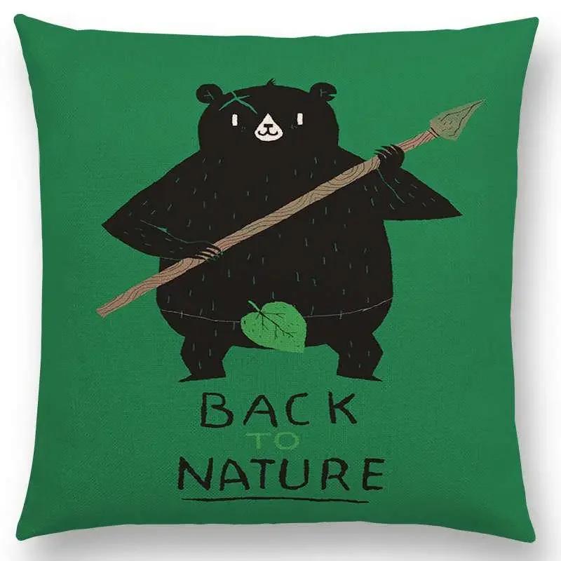 Magical Animals Sofa Throw Pillow Case Fantasy Adventure Fairy Tales Bear Walrus Wild Boar Bird Dog Cushion Cover