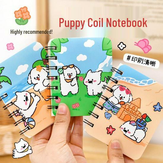 Cute Cartoon Dog Side-Flip Mini Notebook: Portable Pocket Diary for Students & Office