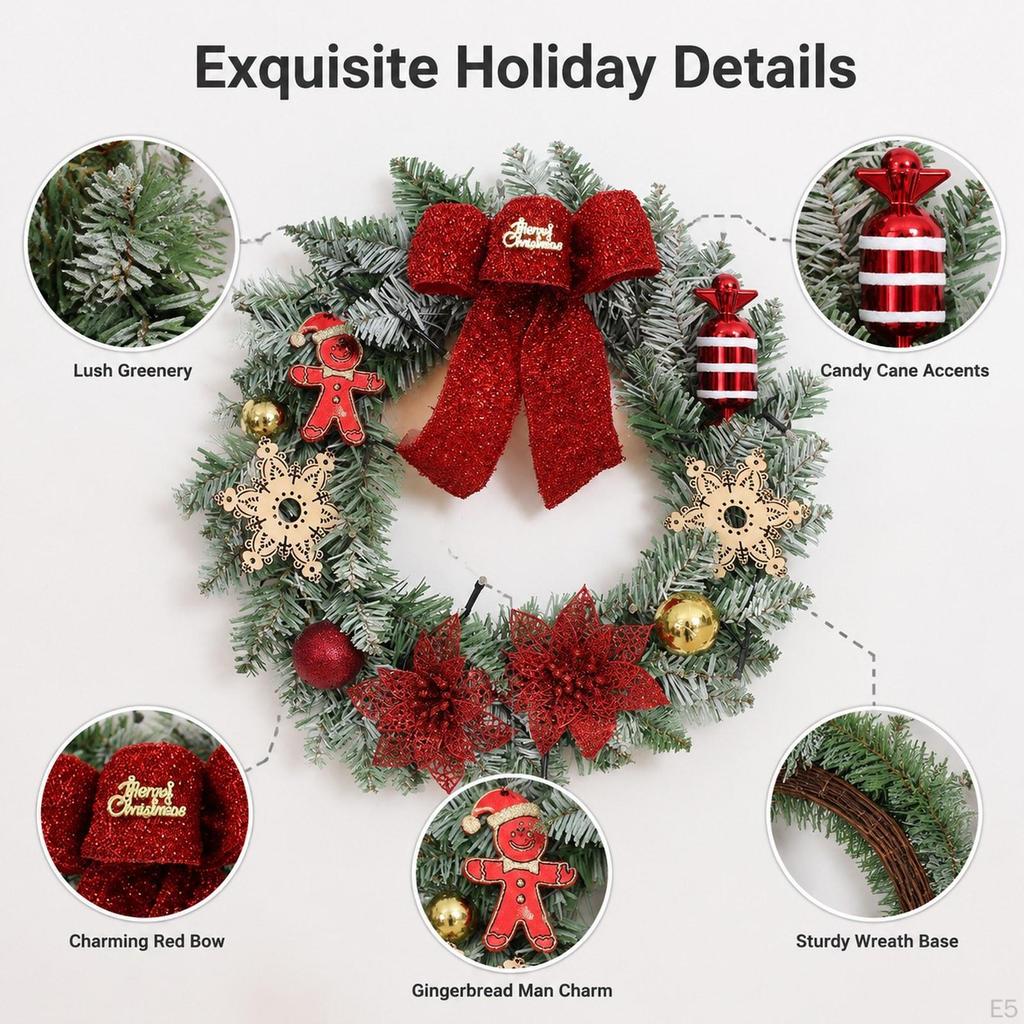 Christmas Wreath Artificial Garland Decor Creative Lifelike Rustic Xmas Ornament for Festival