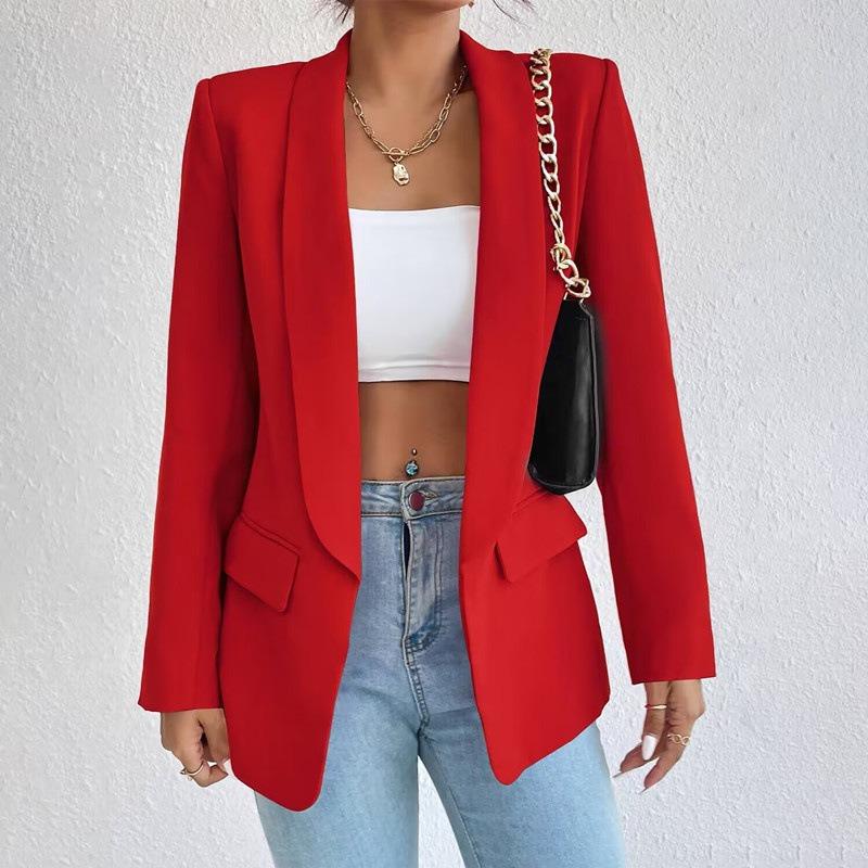 

Red New Small Suit Qin Chunqiu Jacket Top Women s Versatile Fashion Personality Foot S красный