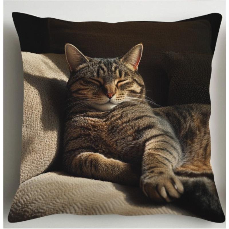 1/4Pcs Sofa Tabby Cat Skin-Friendly Pillowcases Romantic, Colorful Fascinating-Themed Pillow Cover Square Cushion Case 45X45Cm