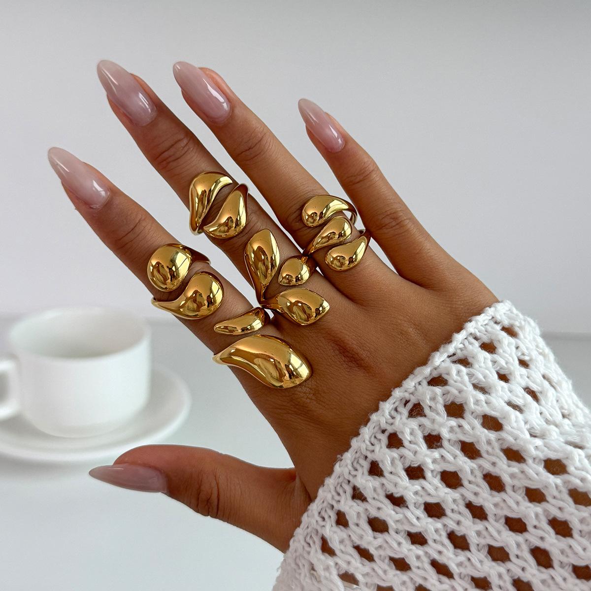 

DIEZI 5pcs/set Vintage Gold Silver Color Metal Rings For Women Men Gift Fashion Punk Hip Hop Irregular Knuckle Joint Ring Set