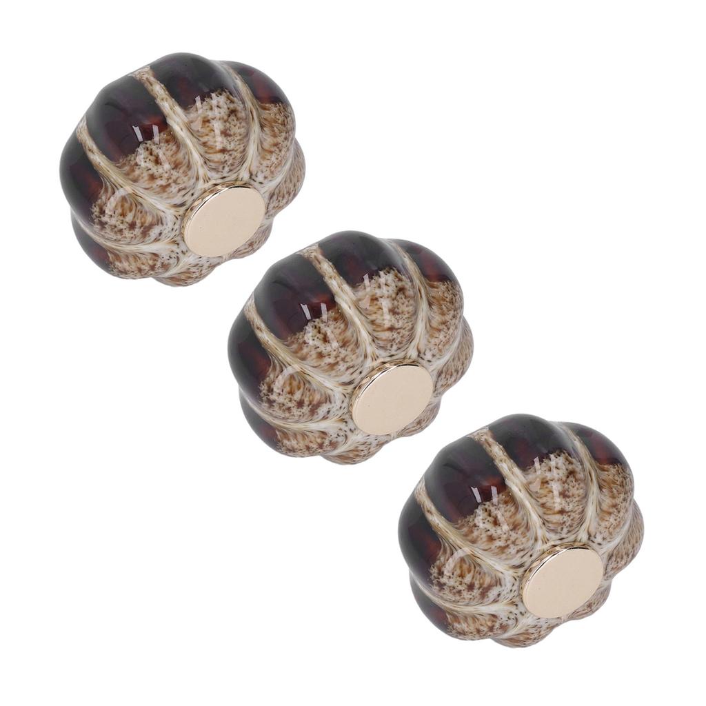 3 Piezas Tirador de Puerta de Cerámica Clásica con Forma de Calabaza Perillas Para Cajón de Gabinete de Cocina Armario Dorado