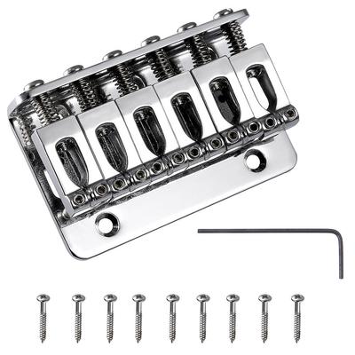 6 String Chromeplated Silver Fixed Hard Tail Guitar Bridge Guitar Tailpiece Accessories
